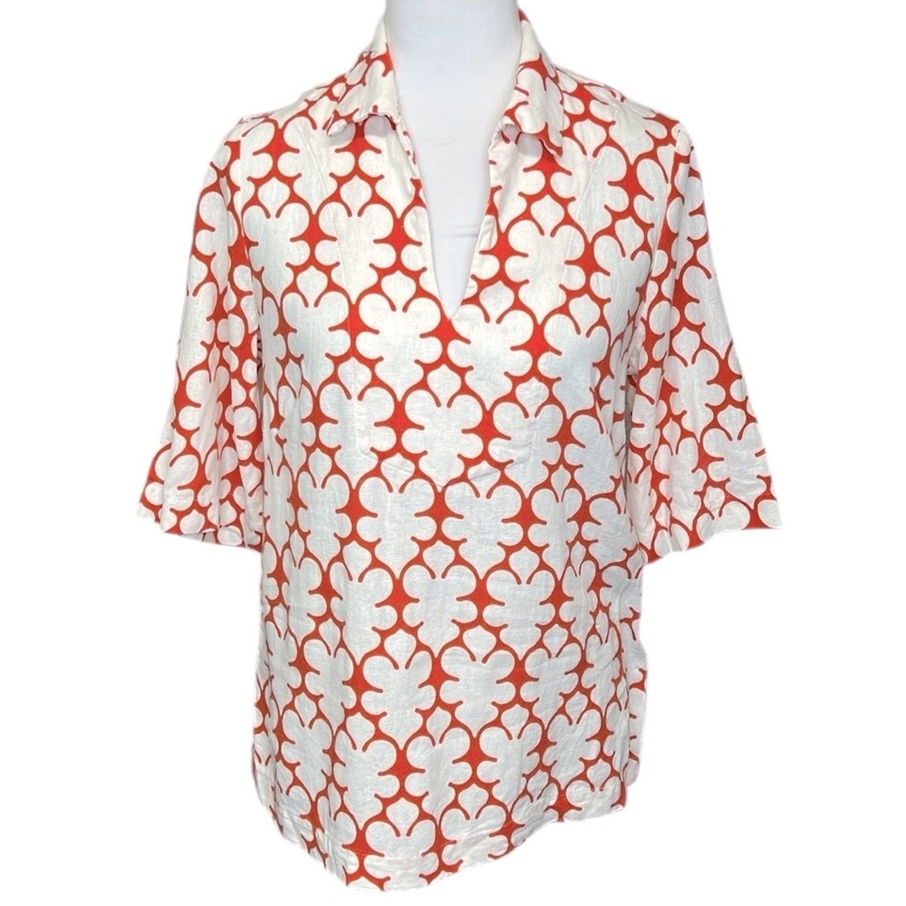 Leslie Evers Patterned Linen Blouse